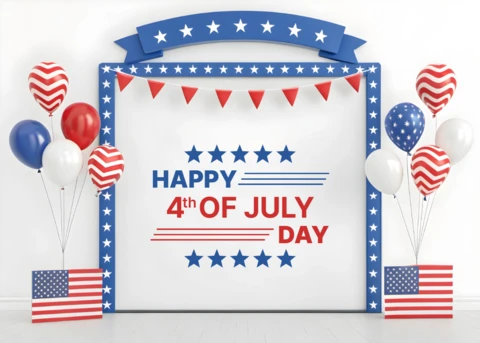 Bright 3D Festive Design for USA Independence Day Celebrations Template