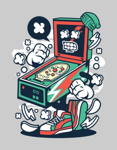 Pinball Cartoon Character T-shirt Design Template