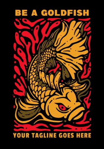 Be a Goldfish with Angry Goldfish T-shirt Design Template