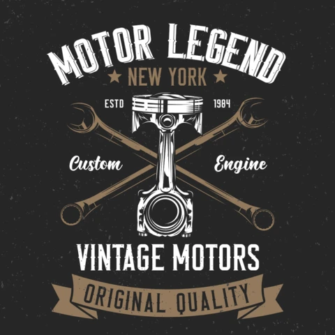 Pistón de motocicleta y llaves inglesas plantilla de diseño de camiseta