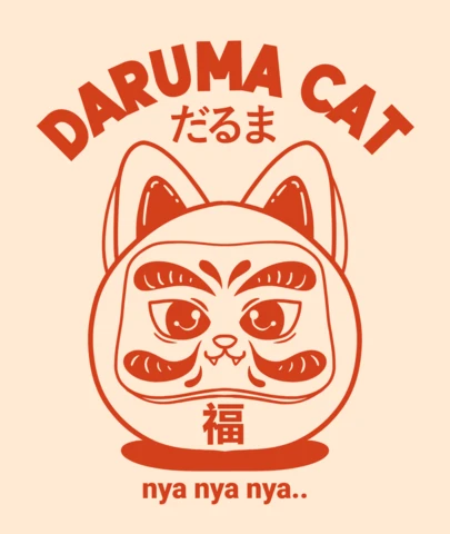 Template d'illustration de chat Daruma - design japonais ludique