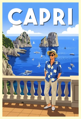 Modelo de design de férias em Capri para pôsteres de viagem
