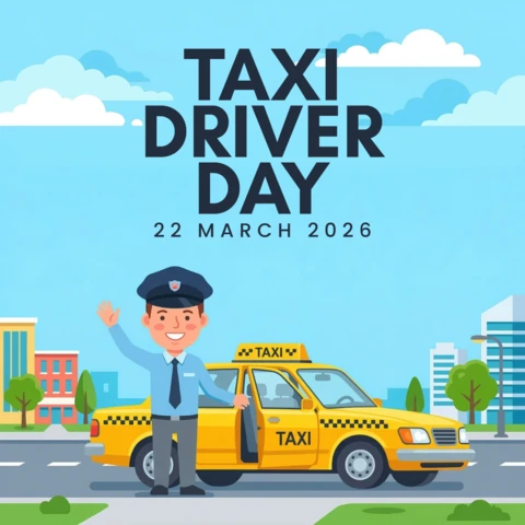 Taxi Driver Day 2026 Decorative Poster Highlighting Taxi Drivers, Urban Mobility, and Transportation Appreciation Theme