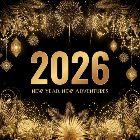 Elegant New Year 2026 Celebration Template Design with Gold Accents for Festive Invitations