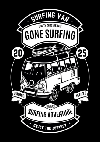 Surfing Van T-Shirt Design Template