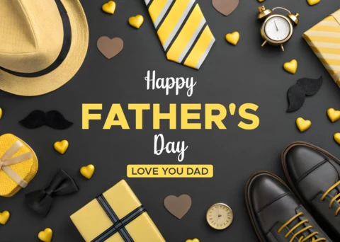 Желто-черный дизайн для шаблона пожеланий ко Дню отца