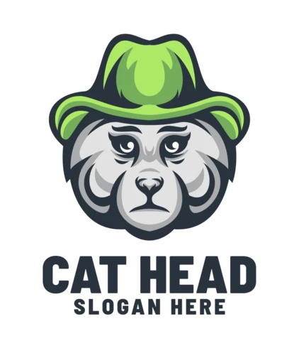 Modello di progettazione del logo della testa di gatto