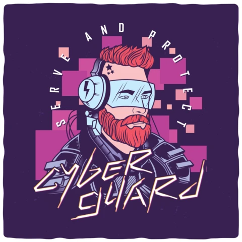 Serve and protect cyber guard plantilla de diseño de camiseta
