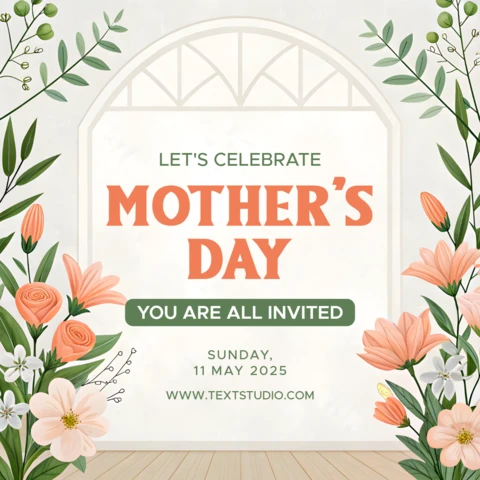 Floral Mother's Day Celebration Template - Elegant Design for Invitations