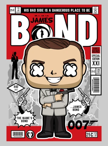 James Bond 007 Cartoon Character Magazine Cover Design Template