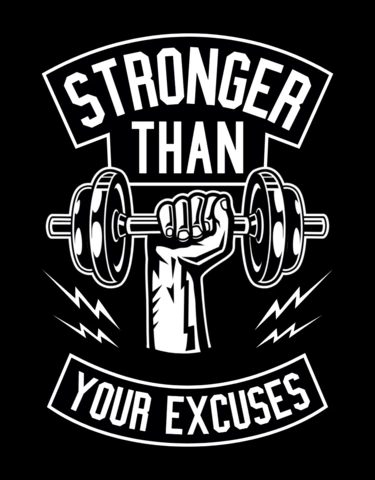 Modelo de design de camiseta de academia mais forte do que suas desculpas