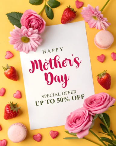 Charming Mother's Day Promotional Template Design with Floral Elements