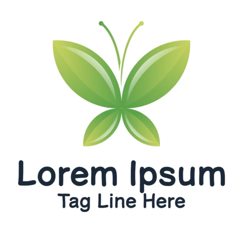 Modèle de conception de logo papillon sur vert
