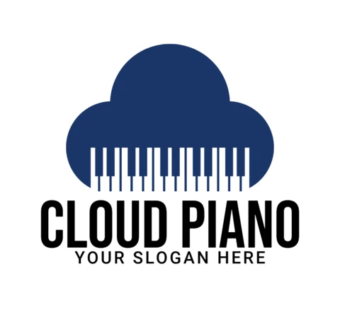 Cloud Piano Logo Design Template