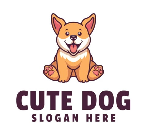Modelo de design de logotipo de cachorro fofo