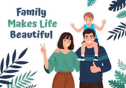 Family Life Beautiful Design Template for Greeting Cards