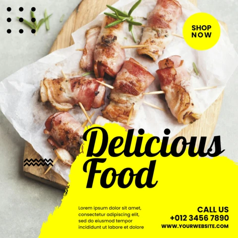 Yellow Bright Textured Restaurant Instagram Story Post Design Template