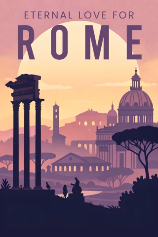 Plantilla de diseño paisajístico artístico de Roma para carteles