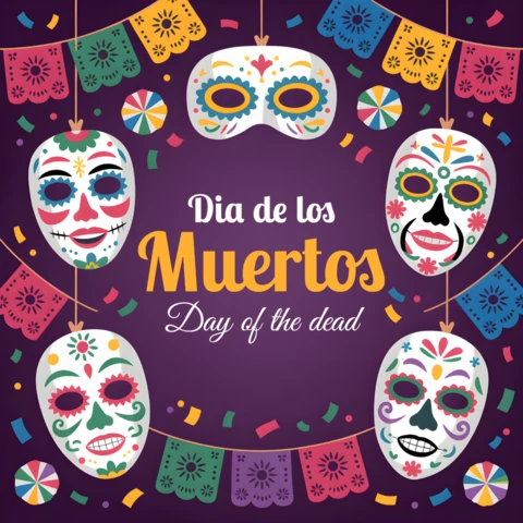 Colorful Dia De Los Muertos Design Template for Festive Posters