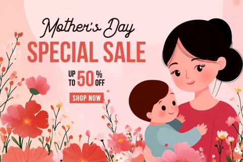 Mother's Day Floral Sale Template - Cute Illustrated Design for Promotions