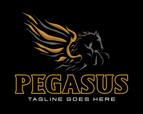 Pegasus alevleri logo tasarım şablonu