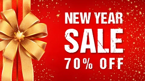 New Year Sale 70 Percent Off Red and Gold Design Template