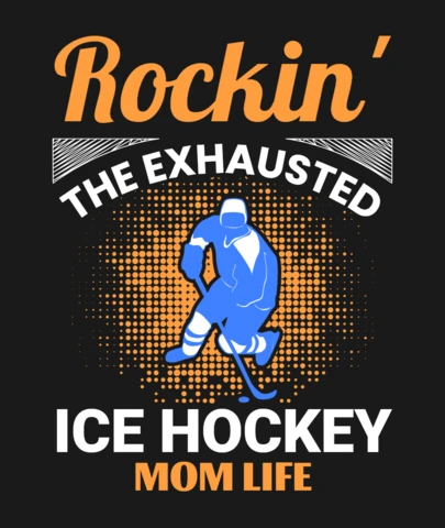 Rockin' The Exhausted Ice Hockey Mom Life T-Shirt Design Template