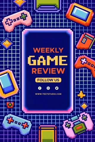 Modèle de critique de jeu en pixel art rétro pour des publications sur les réseaux sociaux