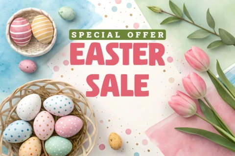 Modelo de design de venda de Páscoa com tema de primavera para ofertas especiais