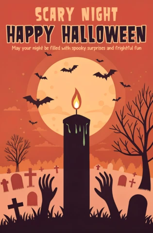 Spooky Halloween Candle Design Template for Festive Posters