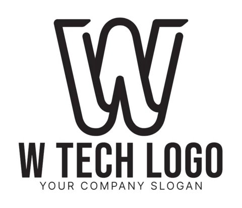 Modello di progettazione del logo Letter W Tech nero
