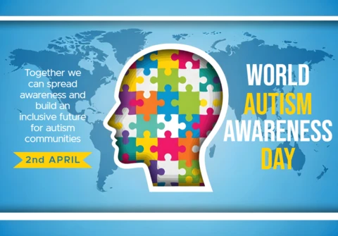 Colorful Puzzle Head Design Template for World Autism Awareness Day Poster