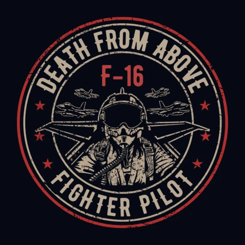 Muerte desde arriba piloto de combate plantilla de diseño de camiseta