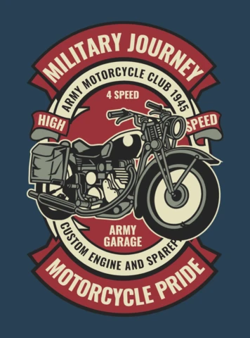 Plantilla de diseño de camiseta del club de motociclistas del ejército