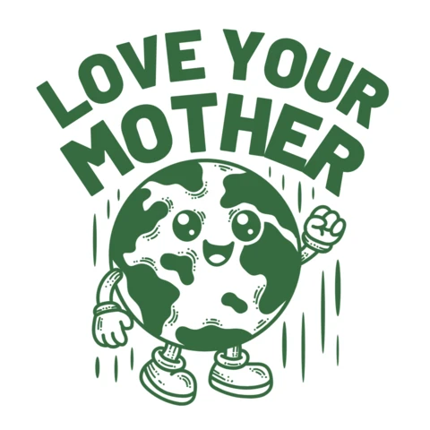 Playful Earth Illustration Template: 'Love Your Mother' Design for Eco-Friendly Campaigns