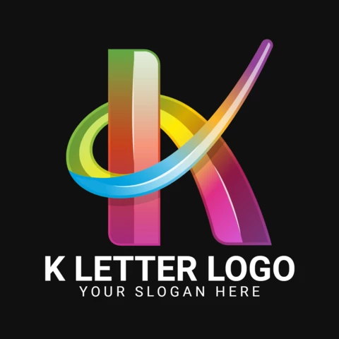 Gradient Colorful Letter K Modern Stylish Logo Design Template
