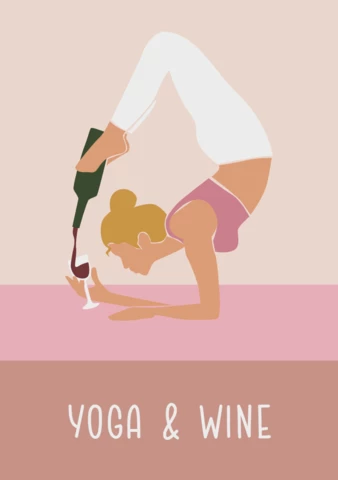 Yoga & Wine Quote Poster Template