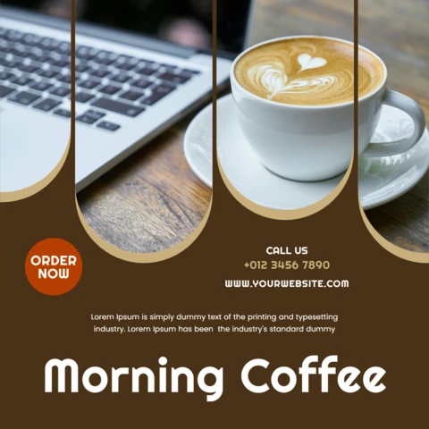 Designvorlage für Social-Media-Beiträge zum Thema „Morgenkaffee“