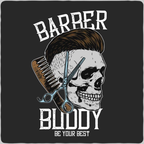 Modèle de t-shirt "Barber Buddy" (compagnon de barbier)