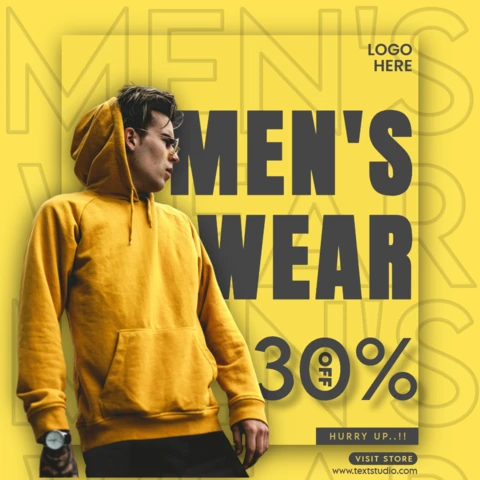 Männer anzeigen mode verkaufsplakat mit professionellem design vorlage
