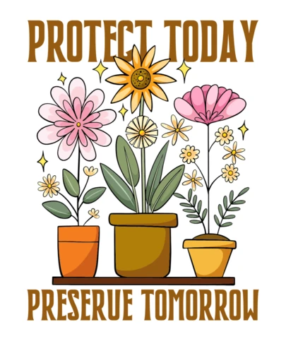 Protege hoy, preserva mañana plantilla de diseño de camiseta floral ecológica.