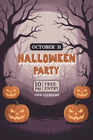 Modelo de design de festa de Halloween assustadora com abóboras para panfletos de eventos