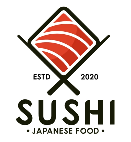 Modèle de logo pour la nourriture japonaise Sushi
