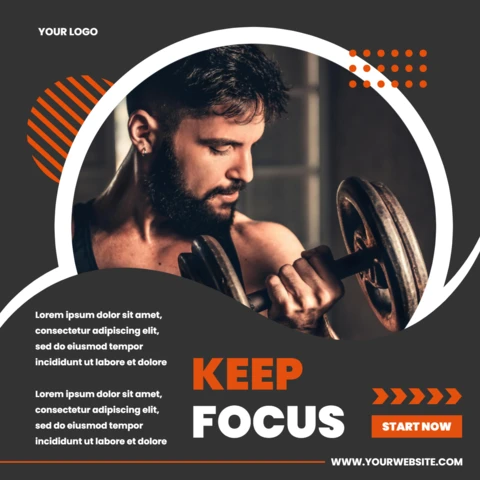 Bodybuilder Motivation Social Media Post Design Template
