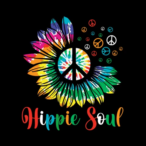 Hippie Soul Sunflower T-shirt Design Template