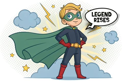 Superhero Kid Design Template for Posters and Merchandise