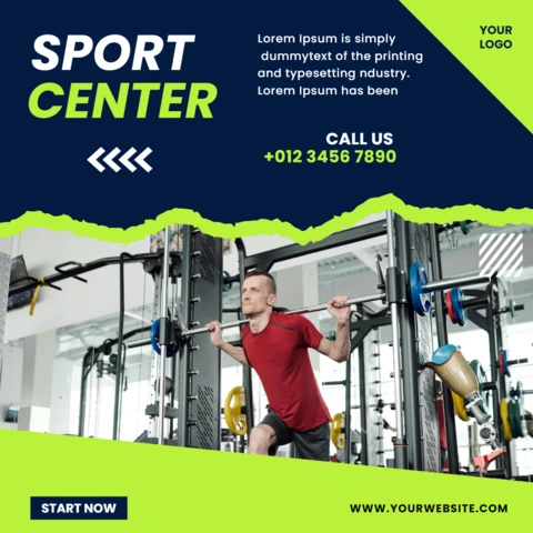 Sport Center Promotional Social Media Post Design Template