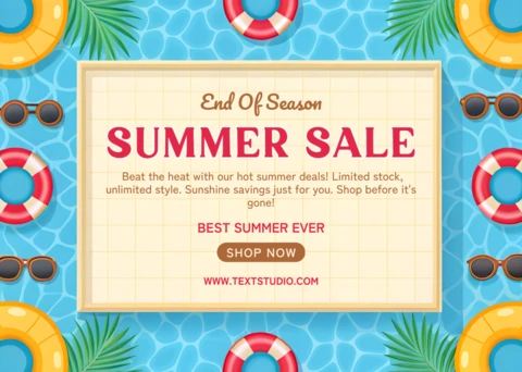 Vibrant Summer Sale Template Design with Tropical Elements