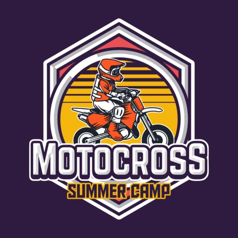 Colorful Motocross Summer Camp Logo Design Template