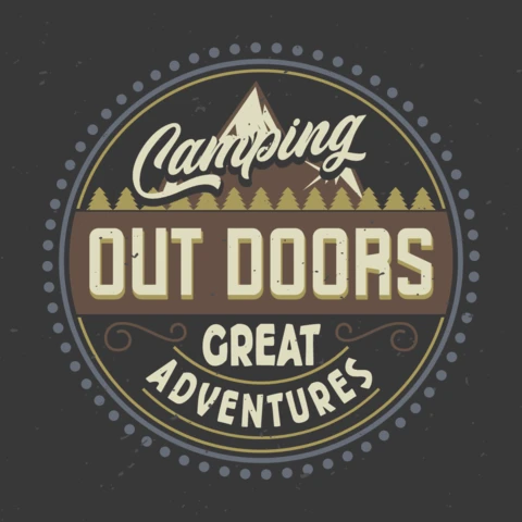 Vintage Camping Label T-Shirt Design Template